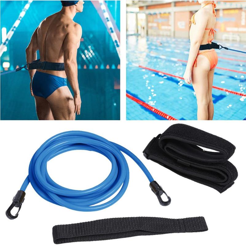 Adjustable Swim Training Resistance Elastic Belt Swimming Exerciser Safety Rope Latex Tubes Various