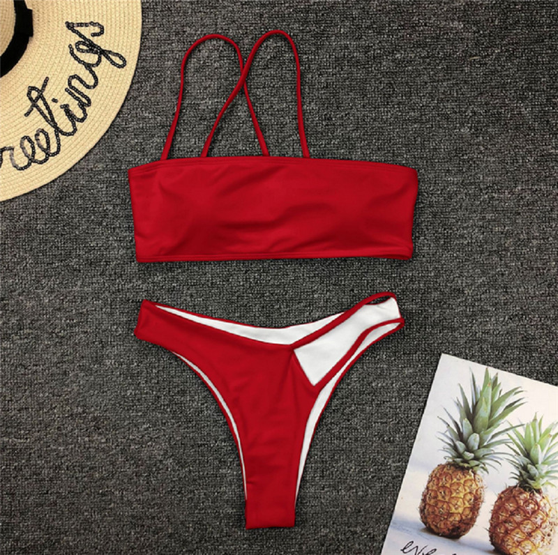 Women Swimsuits Sexy Solid Bandage One Shoulder Swimwear For Women Bikini Set - Picture 13 of 14