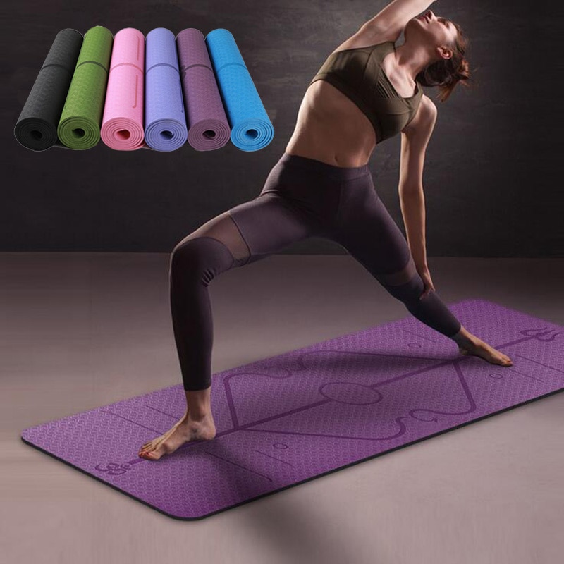 1830*610*6mm TPE Yoga Mat with Position Line Non Slip Carpet Mat For Beginner Environmental Fitness