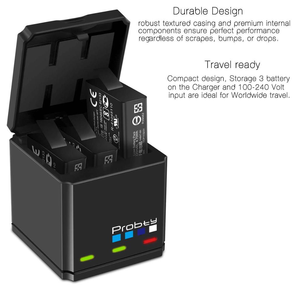 Original probty for GoPro Hero 7 hero 6 5 Black Battery or Triple Charger for Go Pro Hero7 6 hero5
