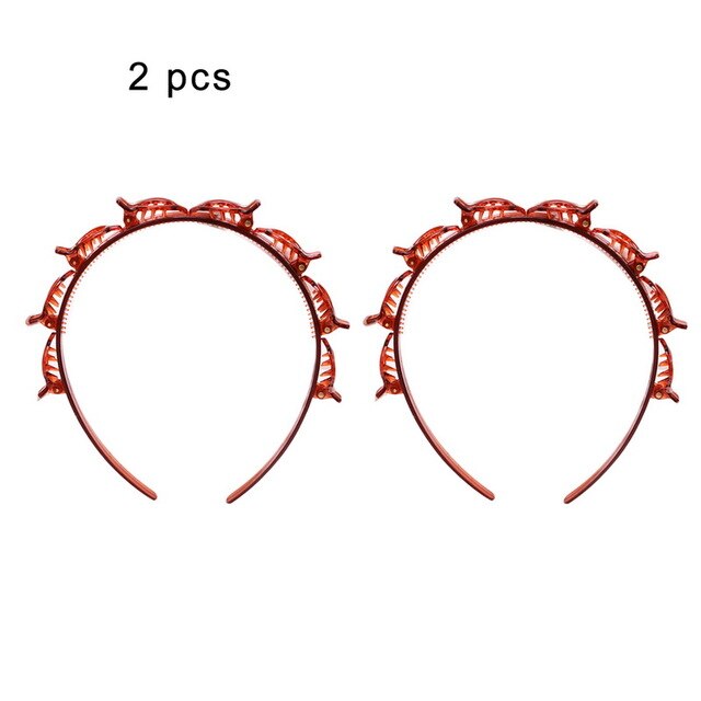 Reddish-brown hair hoop pair ready for styling