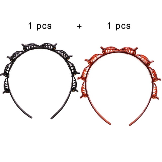 Black and reddish-brown hair hoop set together