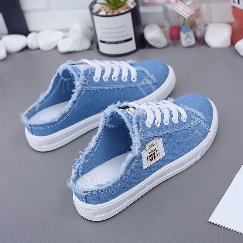 Spring Summer Women Canvas Shoes flat sneakers women casual shoes low upper lace up white shoes image 3