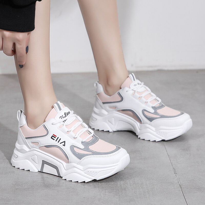 Sneakers Women Breathable Mesh Casual Shoes Female Sneaker Lace Up High Leisure Women Vulcanize Shoe Platform image 7