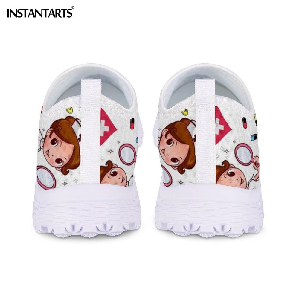 INSTANTARTS Cartoon Nurse Doctor Print Women Sneakers Slip On Light Mesh Shoes Summer Breathable Flats Shoes Zapatos planos image 3