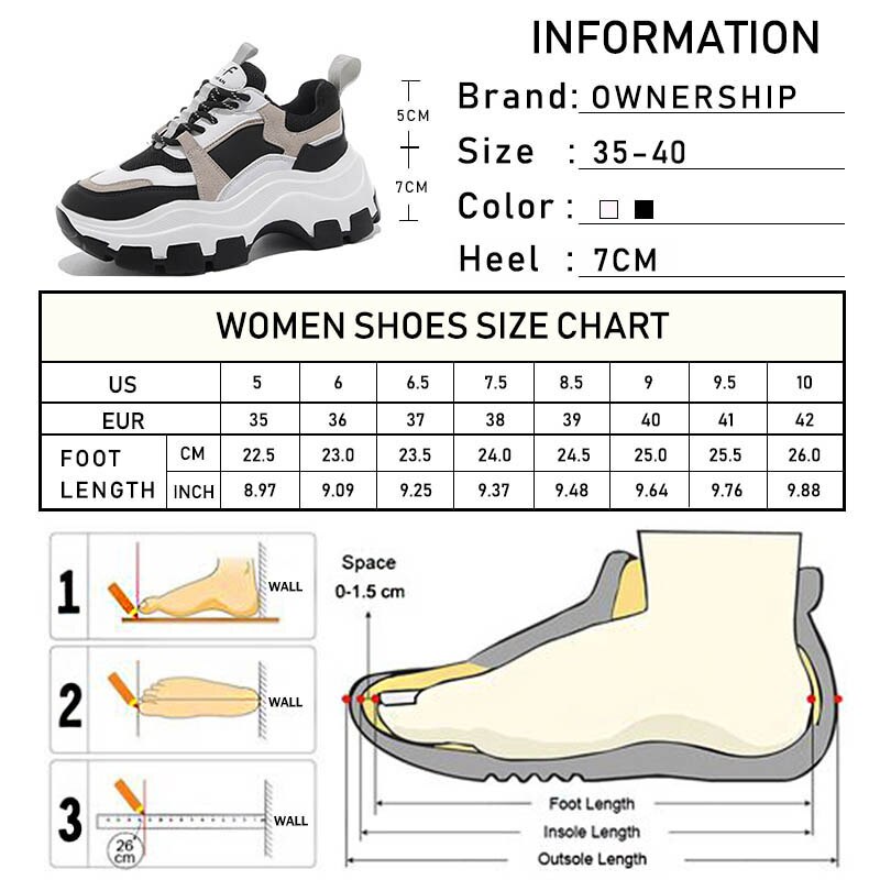 Women's Chunky Sneakers Thick Bottom Platform Vulcanize Shoes Breathable Casual Running Shoe for Woman Female
