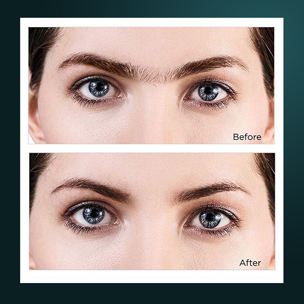 Before and after eyebrows showing a neater defined shape