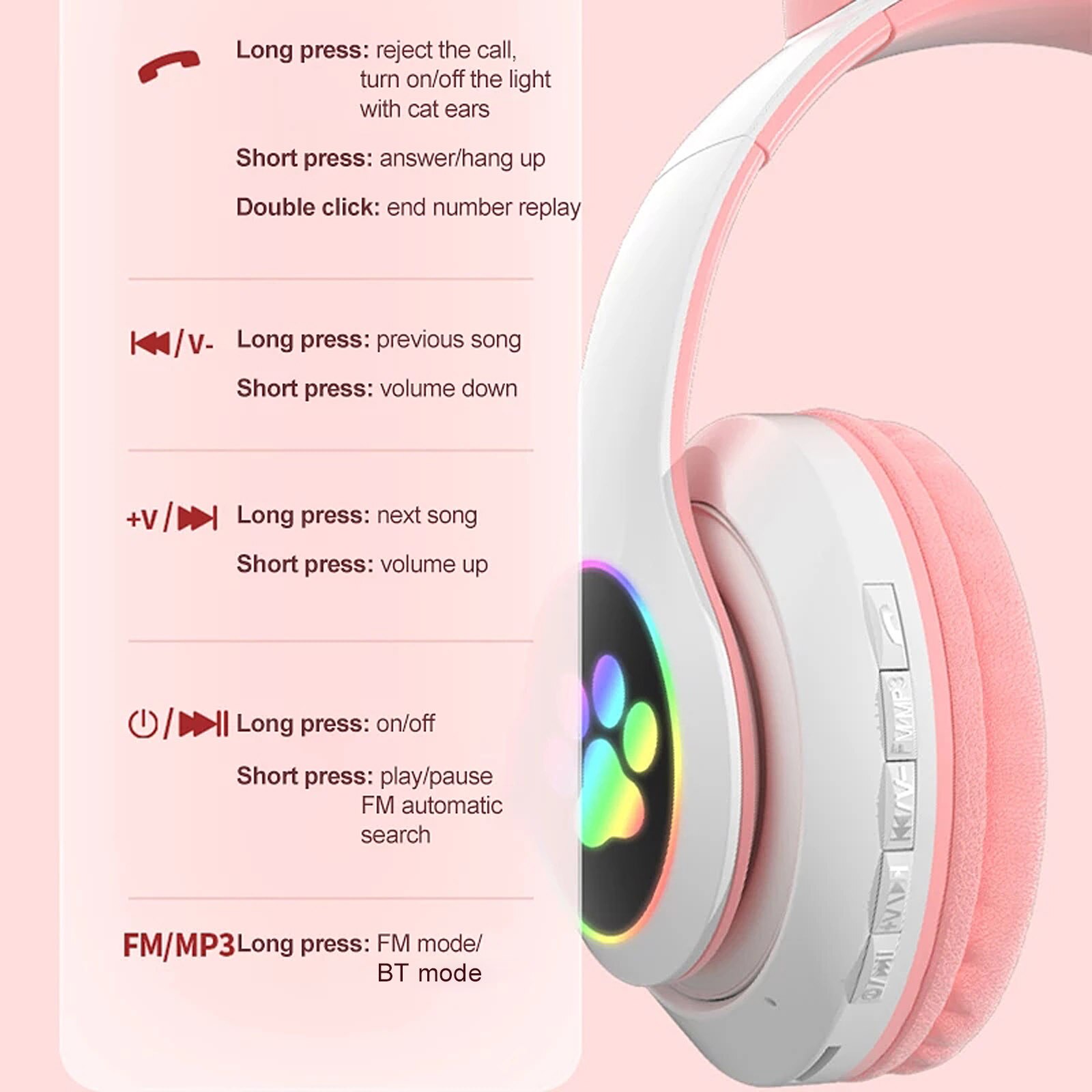 STN-28 Foldable Headset with LED Lights 2