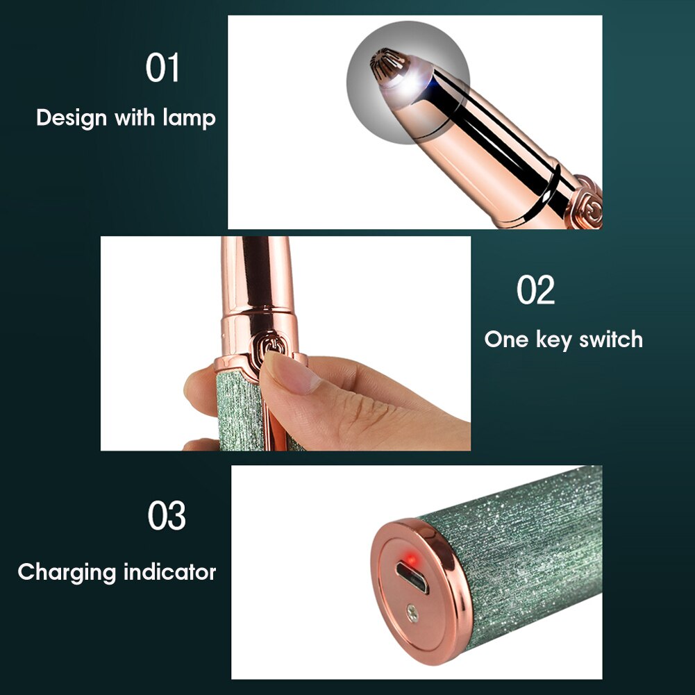 Illuminated trimming tip with one-key switch detail