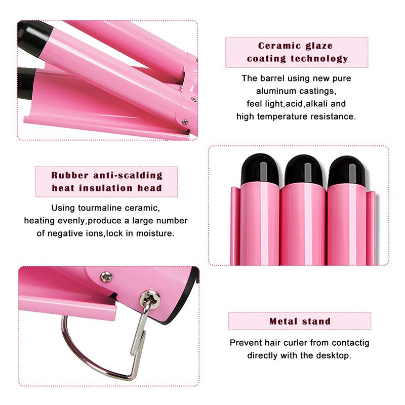 Close view of ceramic coated pink styling barrels