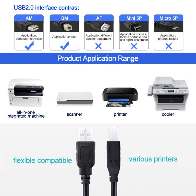 USB Printer Cable (Type A to Type B) 2