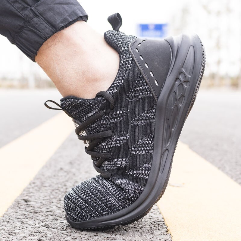 men safety shoes steel toe cap breathable women work boots sneakers casual male shoes image 5