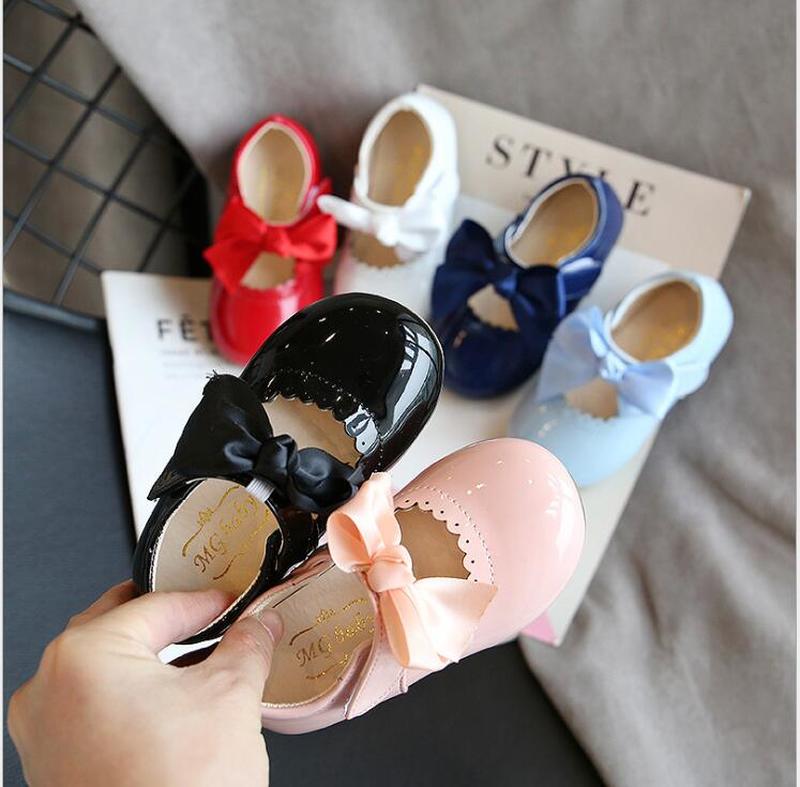 Newest Summer Kids Shoes Leathers Sweet Children Sandals For Girls Toddler Baby Breathable PU Out Bow Shoes