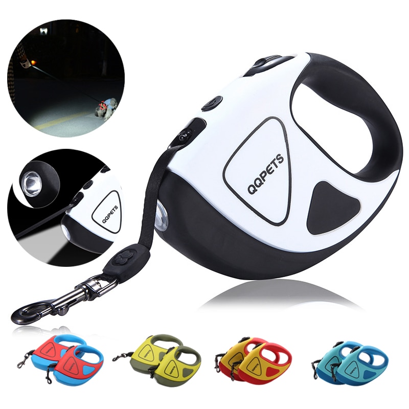 Pet Dog Automatic Retractable Fiber Leash Night Safety LED Shining Automatic Stretching Dog Hand