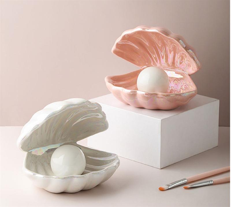 Ceramic Night Light Desktop Decoration Shell Light jewelry storage decorations European Style