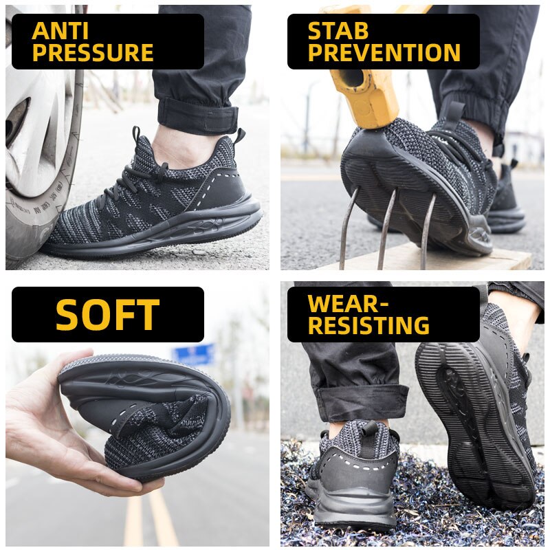 men safety shoes steel toe cap breathable women work boots sneakers casual male shoes image 6
