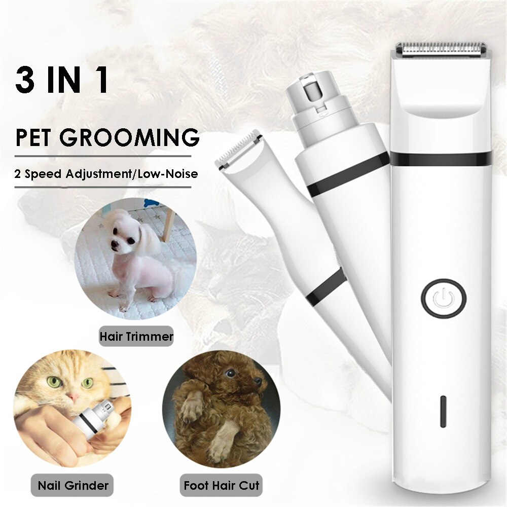 3 IN 1 Pet Grooming Machine Dog Cat Hair Trimmer Paw Nail Grinder Pets Clippers Foot Nail Cutter