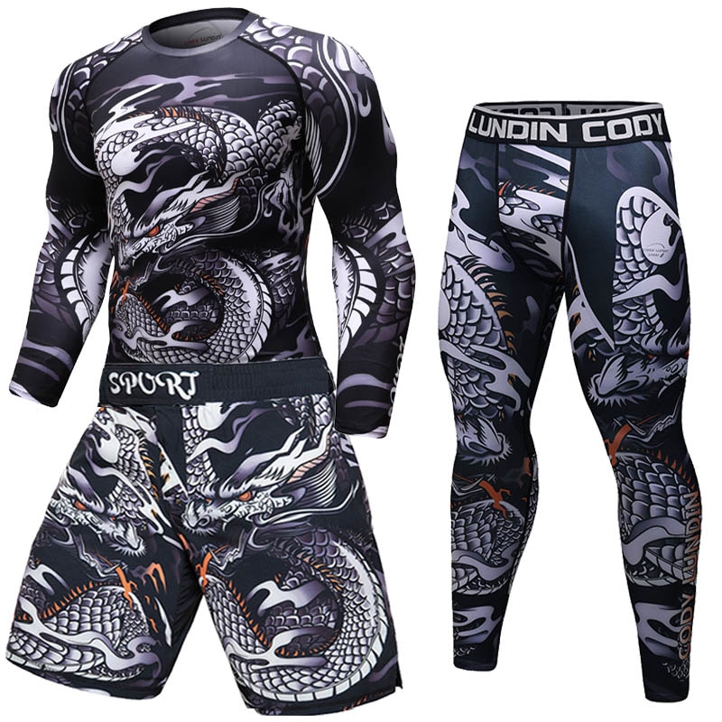 Brand New BJJ MMA Work Out Compression Rashguard T Shirt Men VS PK Exercise 3D Fitness Tights
