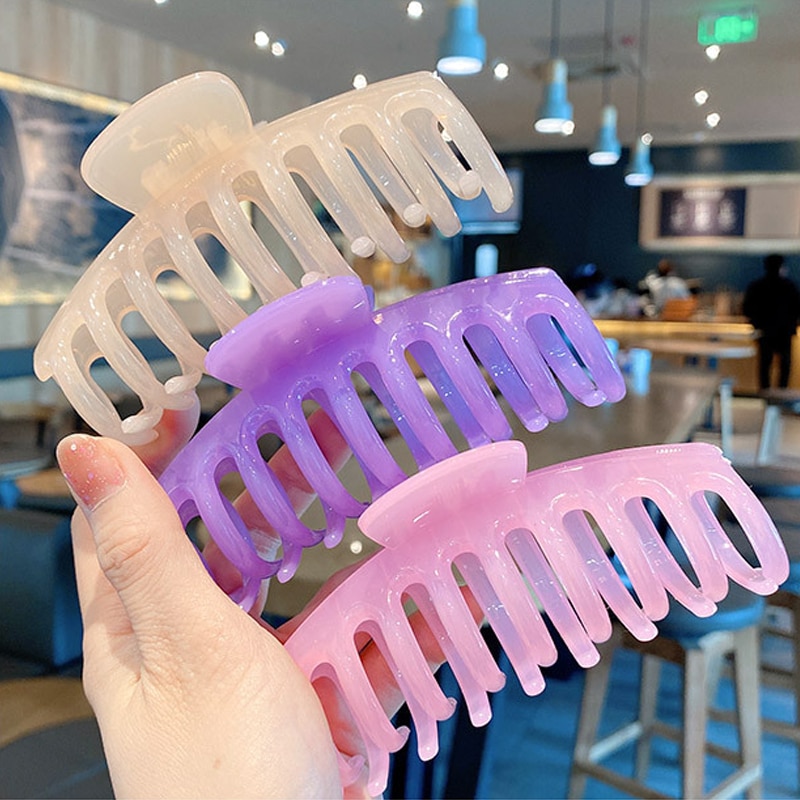 Glossy translucent acrylic clips in soft colors