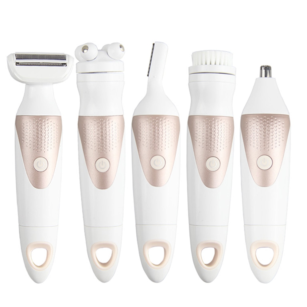 Five device configurations with different grooming heads