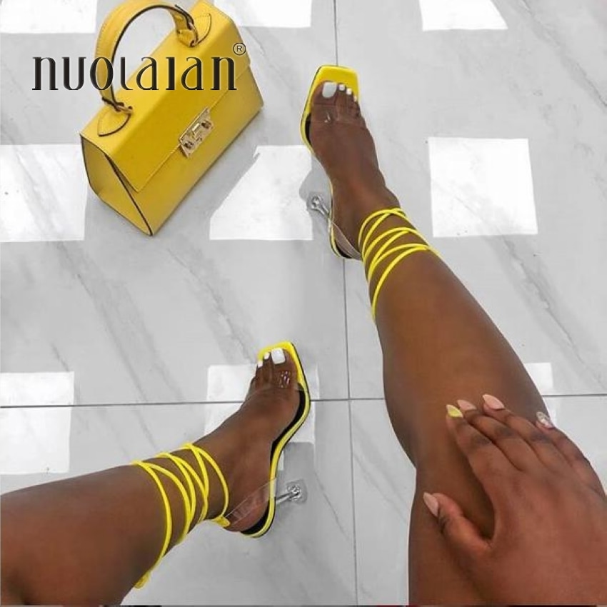 Summer High 10.5CM Heels Women Pumps Ankle Cross Strap Sandals Shoes Woman Ladies Peep Toe High Heels Dress Party Shoes Woman image 9