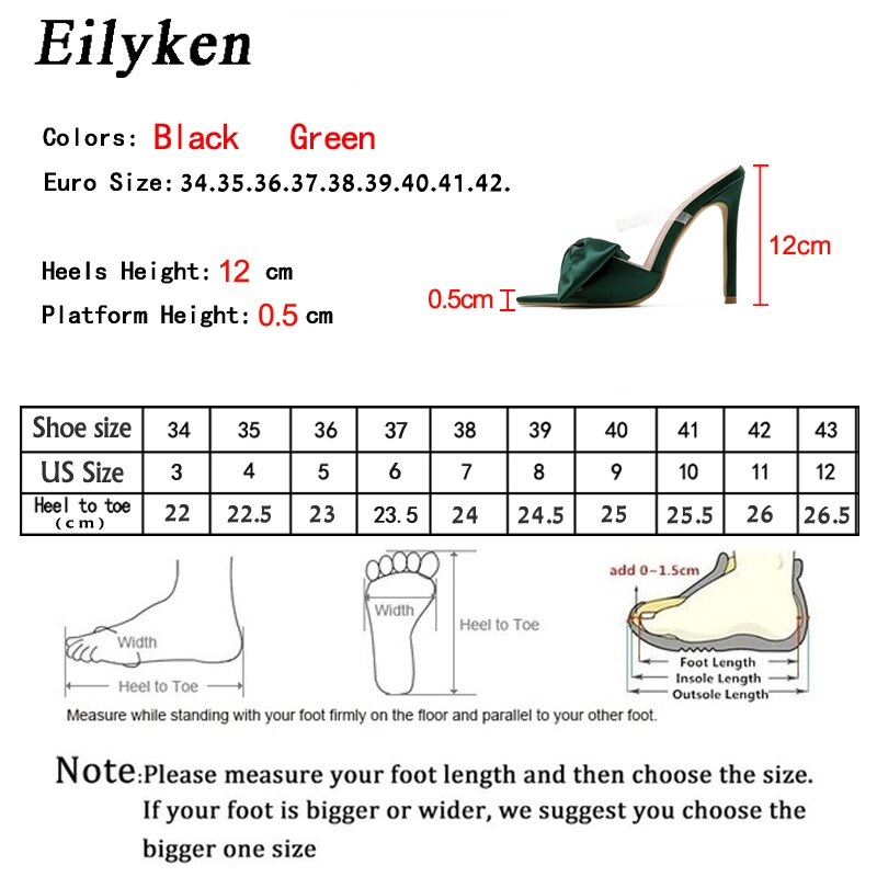 Bowknot Women's Slippers Pointed Toe Thin High Heels Summer Elegant Dress Party Ladies Slides Pumps Shoes image 6