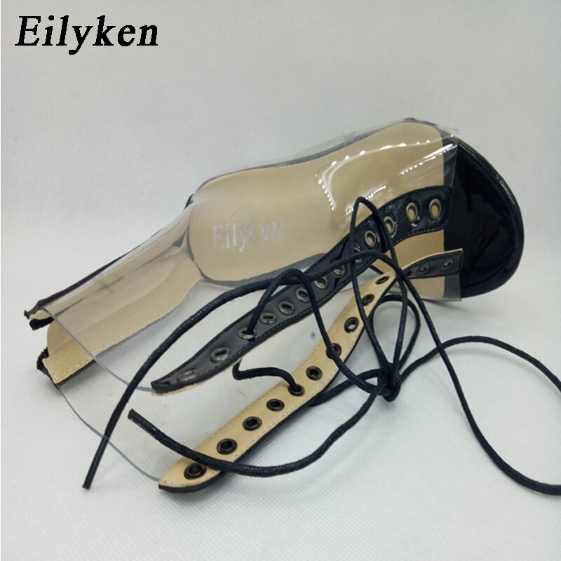 Sexy PVC Transparent Gladiator Sandals Peep Toe Shoes Clear Chunky heels Sandals Women Boots Sandals image 5