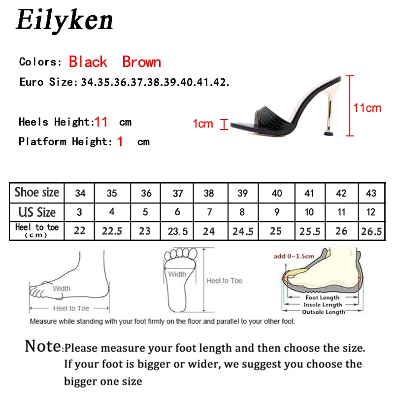 Eilyken Summer Women Slippers Snake Print Mule High Heels Shoes Sandals Sexy Pointed Toe Metal Heel Slides Party Dress Shoes image 7