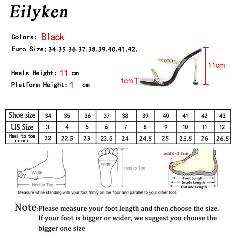 Sexy Transparent PVC Slippers Summer Thin High Heels Chain Design Slip On Square Toe Mules Slides Women Shoes image 3