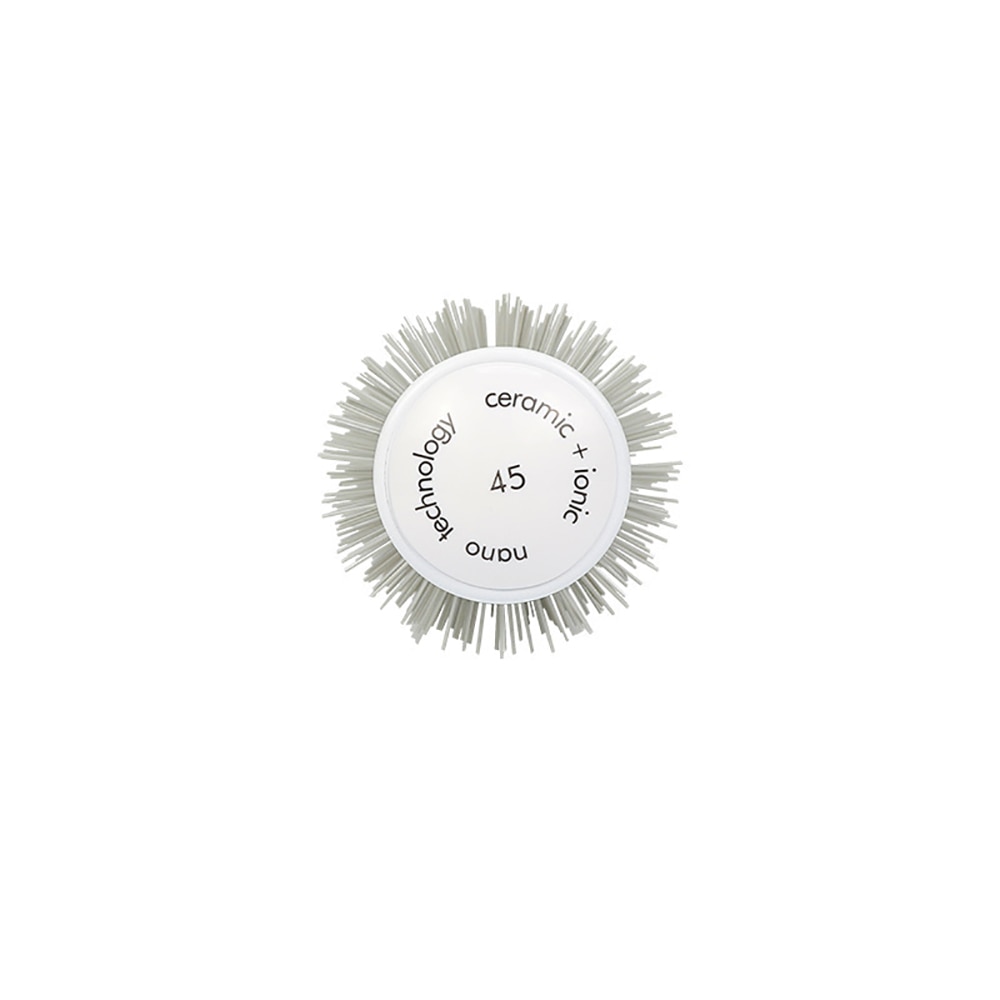 Ceramic ionic barrel with silver metal bristles