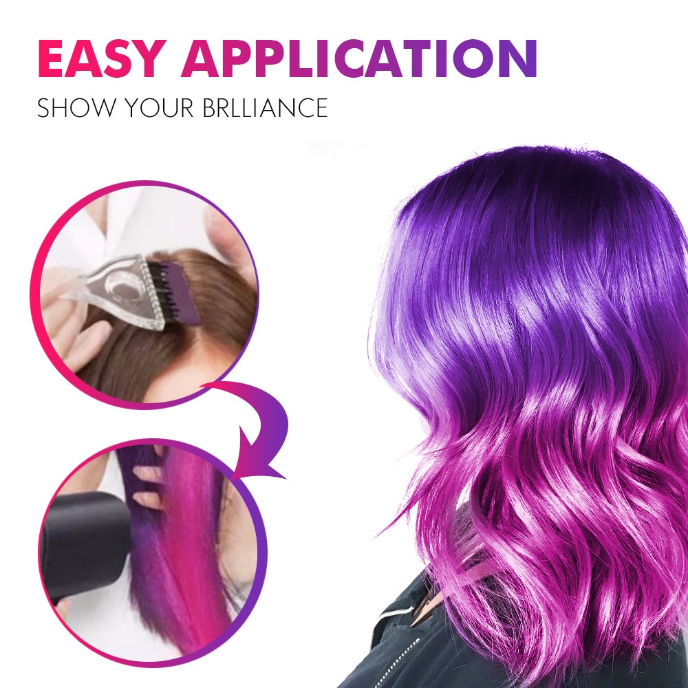 Hair cream brushed onto section before pink color activates