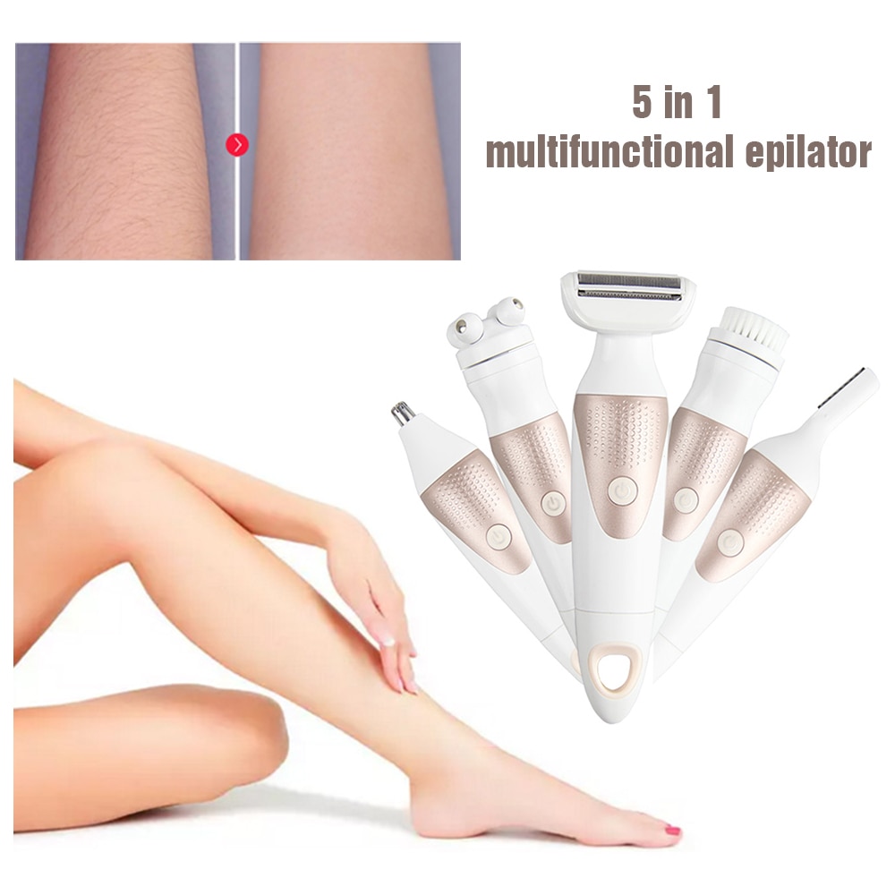 Woman grooming leg beside before after comparison
