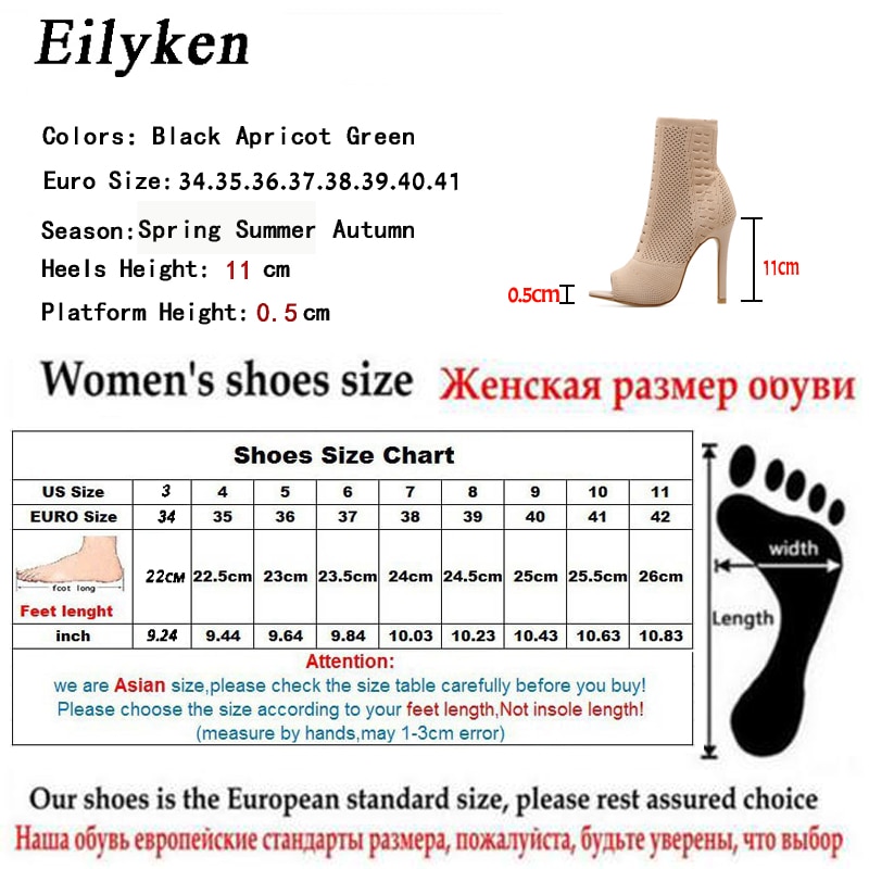 Womens Boots Green Elastic Knit Sock Boots Ladies Open Toe High Heels Kardashian Ankle Boots Women Pumps image 5