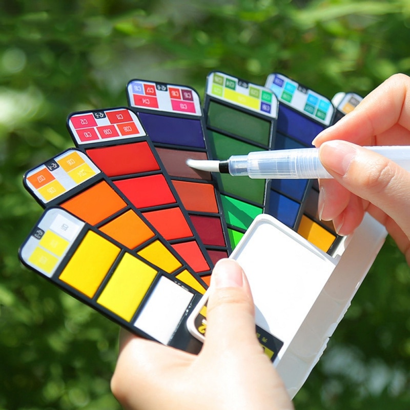 18/25/33/42 Colors Paint Set Professional Foldable Watercolor Paint Set with Brush Foldable Travel