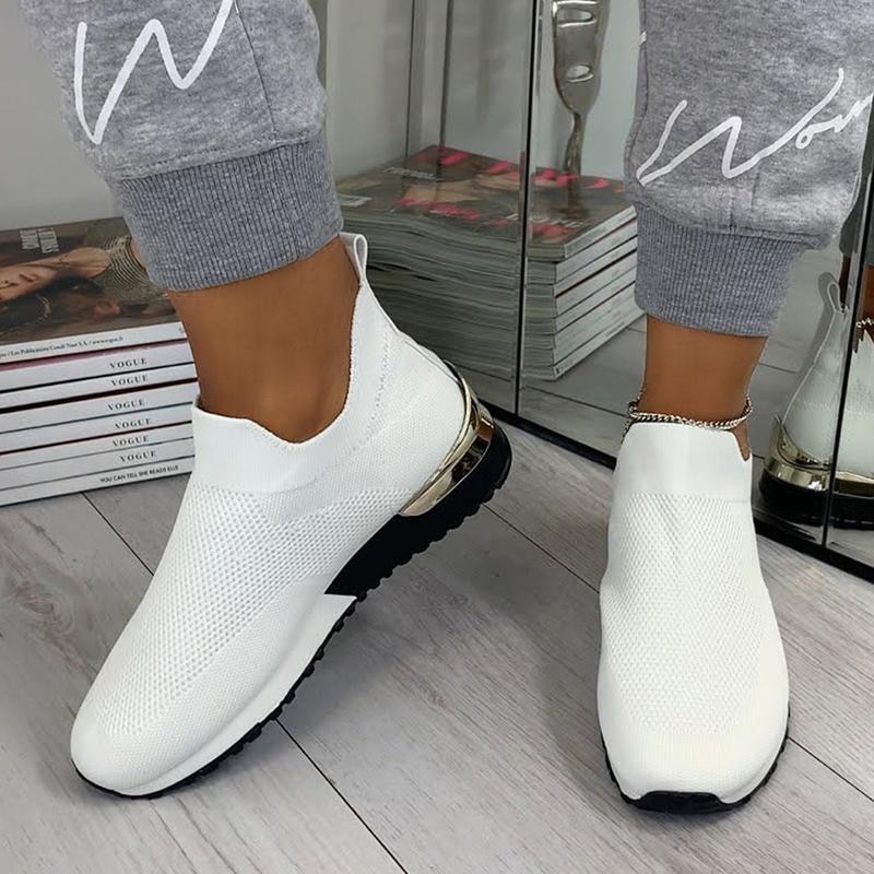 Summer Shoes For Women Elegant Elastic Slip-on Flat Shoes For Women Mesh Upper Breathable Sneakers Zapatillas Mujer image 10