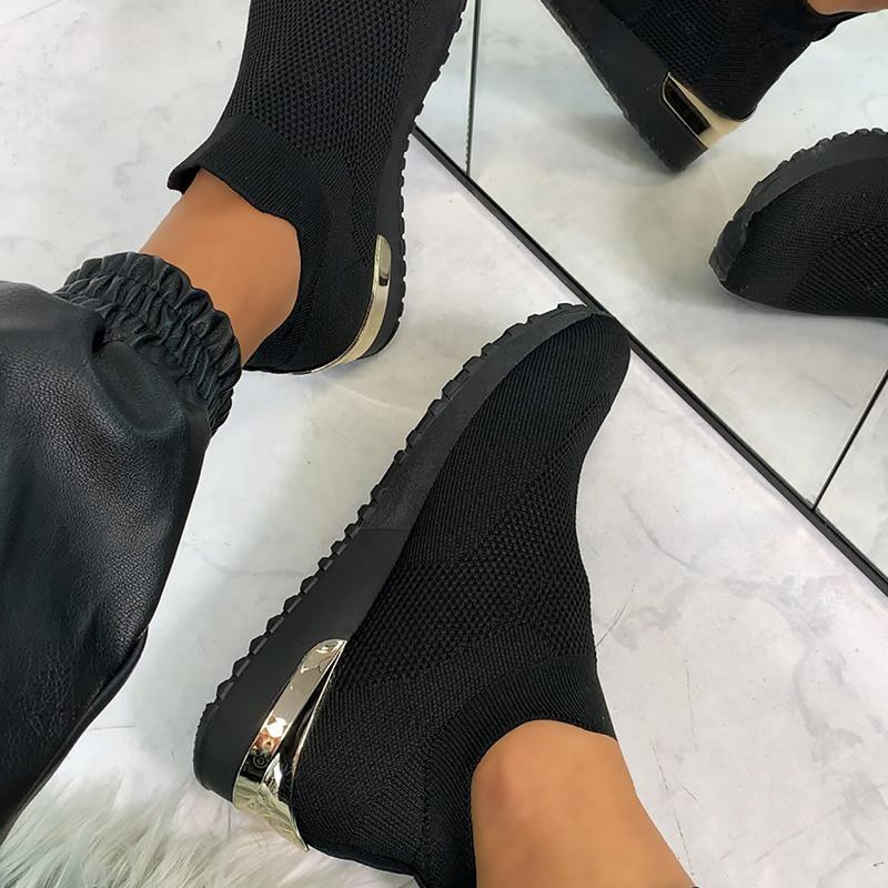 Summer Shoes For Women Elegant Elastic Slip-on Flat Shoes For Women Mesh Upper Breathable Sneakers Zapatillas Mujer image 9