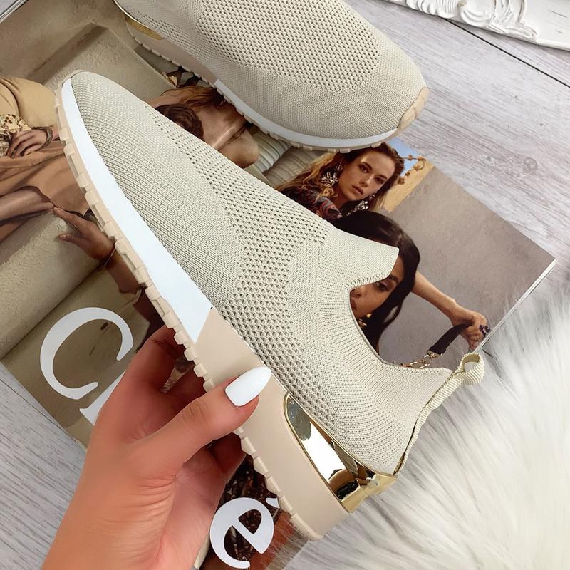 Summer Shoes For Women Elegant Elastic Slip-on Flat Shoes For Women Mesh Upper Breathable Sneakers Zapatillas Mujer image 7