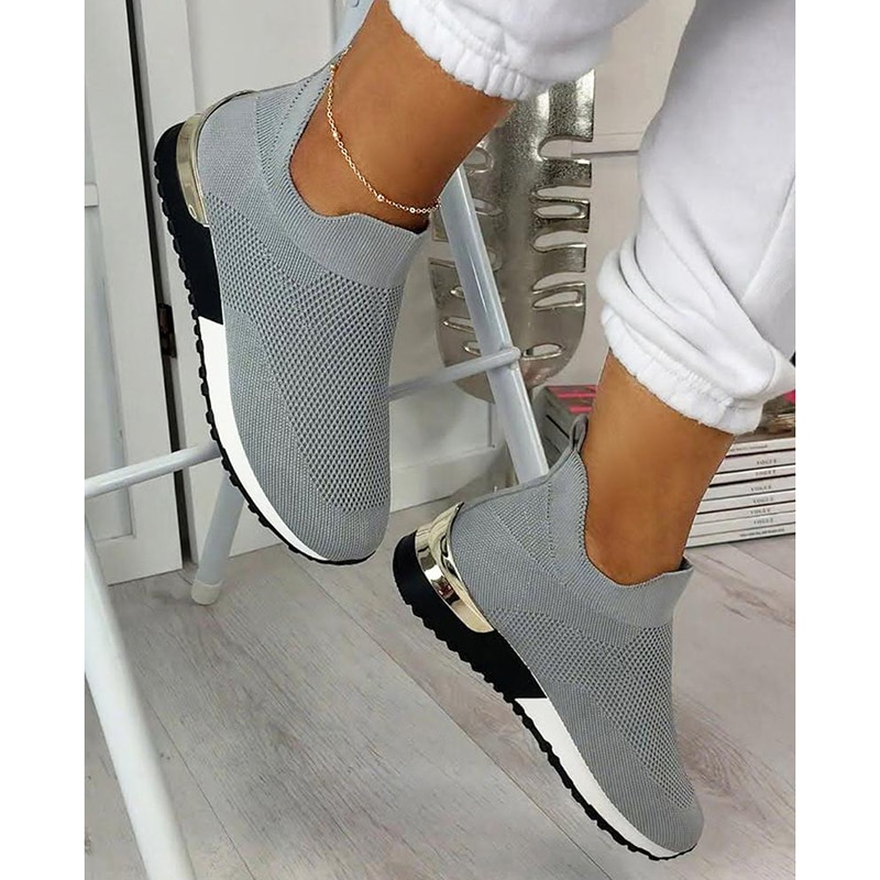 Summer Shoes For Women Elegant Elastic Slip-on Flat Shoes For Women Mesh Upper Breathable Sneakers Zapatillas Mujer image 5