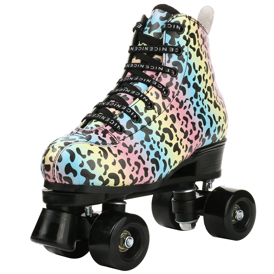Outdoor Quad Roller Skate Sneaker Skating Blade Leopard Pattern Breathable Abec-7 4 Wheels Shoes image 8