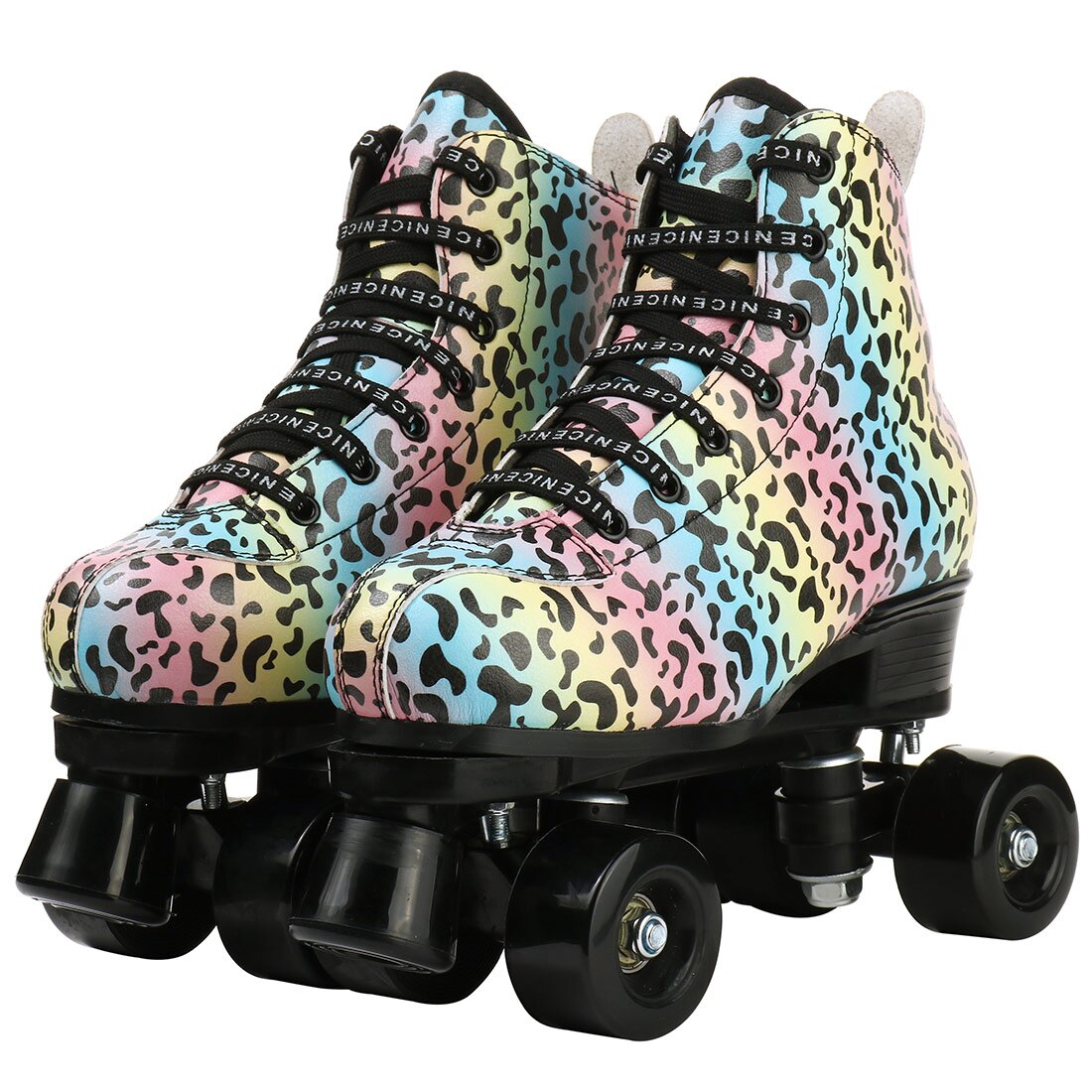 Outdoor Quad Roller Skate Sneaker Skating Blade Leopard Pattern Breathable Abec-7 4 Wheels Shoes image 4
