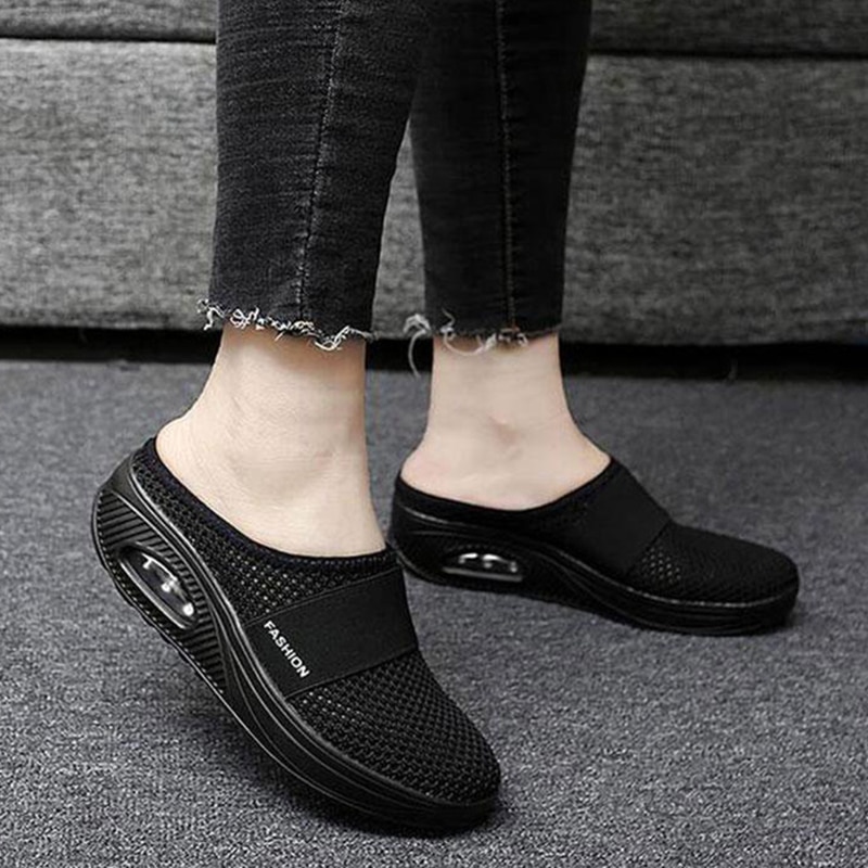 Women Mesh Lightweight Shoes Woman Slippers Wedge Shoes Female Air cushion Sandals Thick Bottem Omen Sneakers 43 image 8