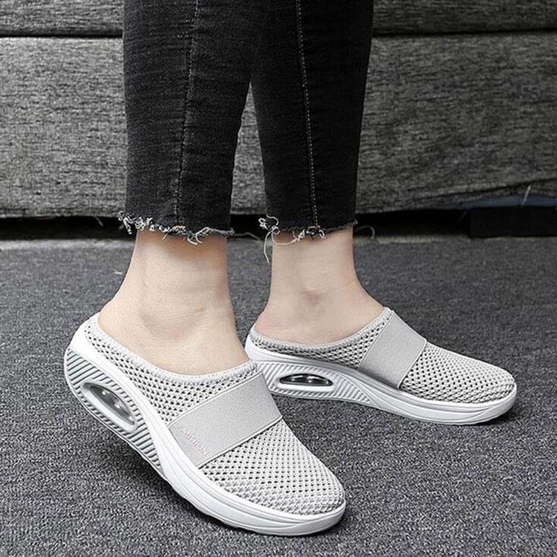 Women Mesh Lightweight Shoes Woman Slippers Wedge Shoes Female Air cushion Sandals Thick Bottem Omen Sneakers 43 image 12