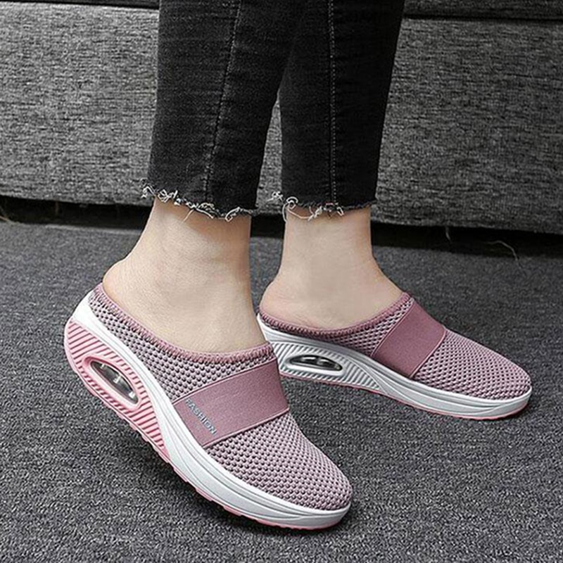 Women Mesh Lightweight Shoes Woman Slippers Wedge Shoes Female Air cushion Sandals Thick Bottem Omen Sneakers 43 image 13