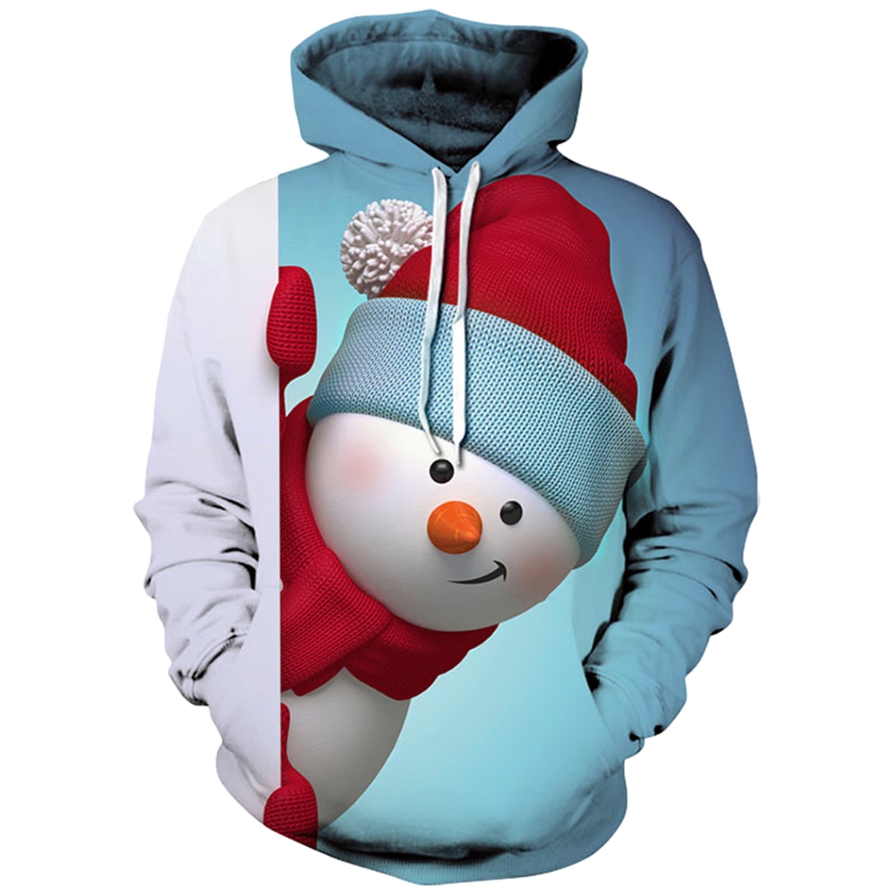 Autumn & winter Pocket Snowman 3D Print Christmas Hoodie