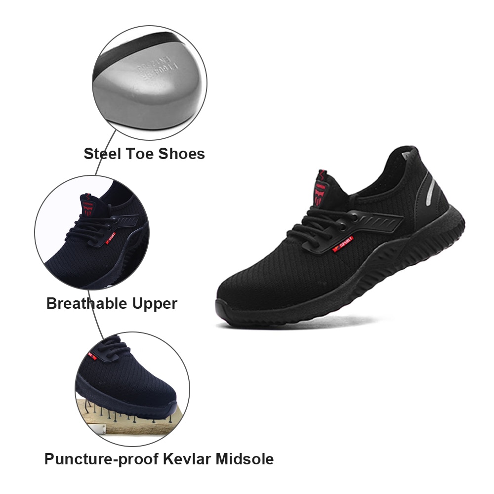 Indestructible Men Safety Work Shoes with Steel Toe Cap Puncture-Proof Boots Lightweight Breathable Sneakers image 7