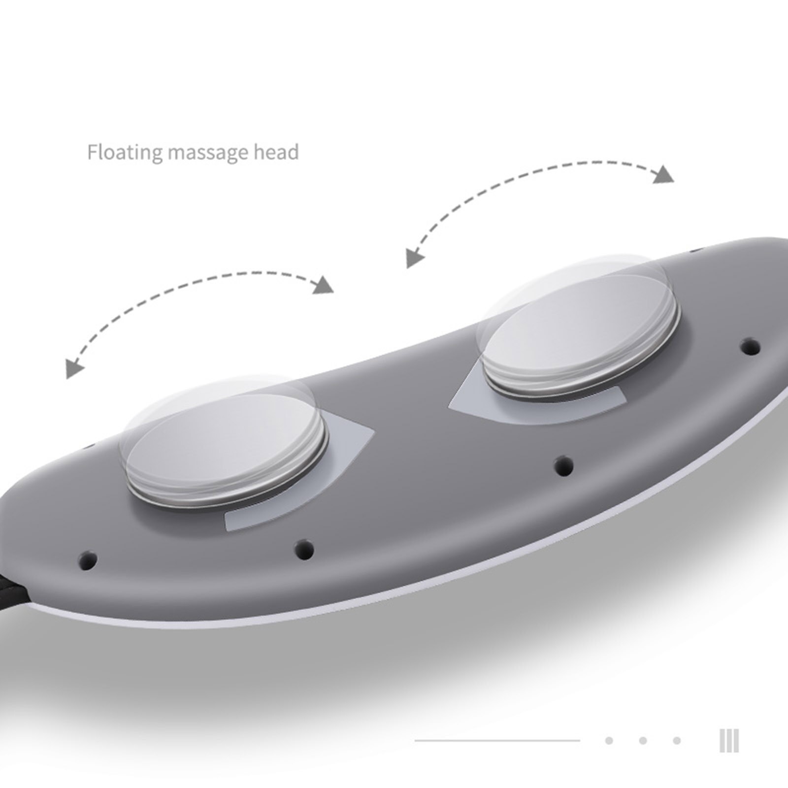 Close-up of dual floating massage heads that contour to the body’s curves