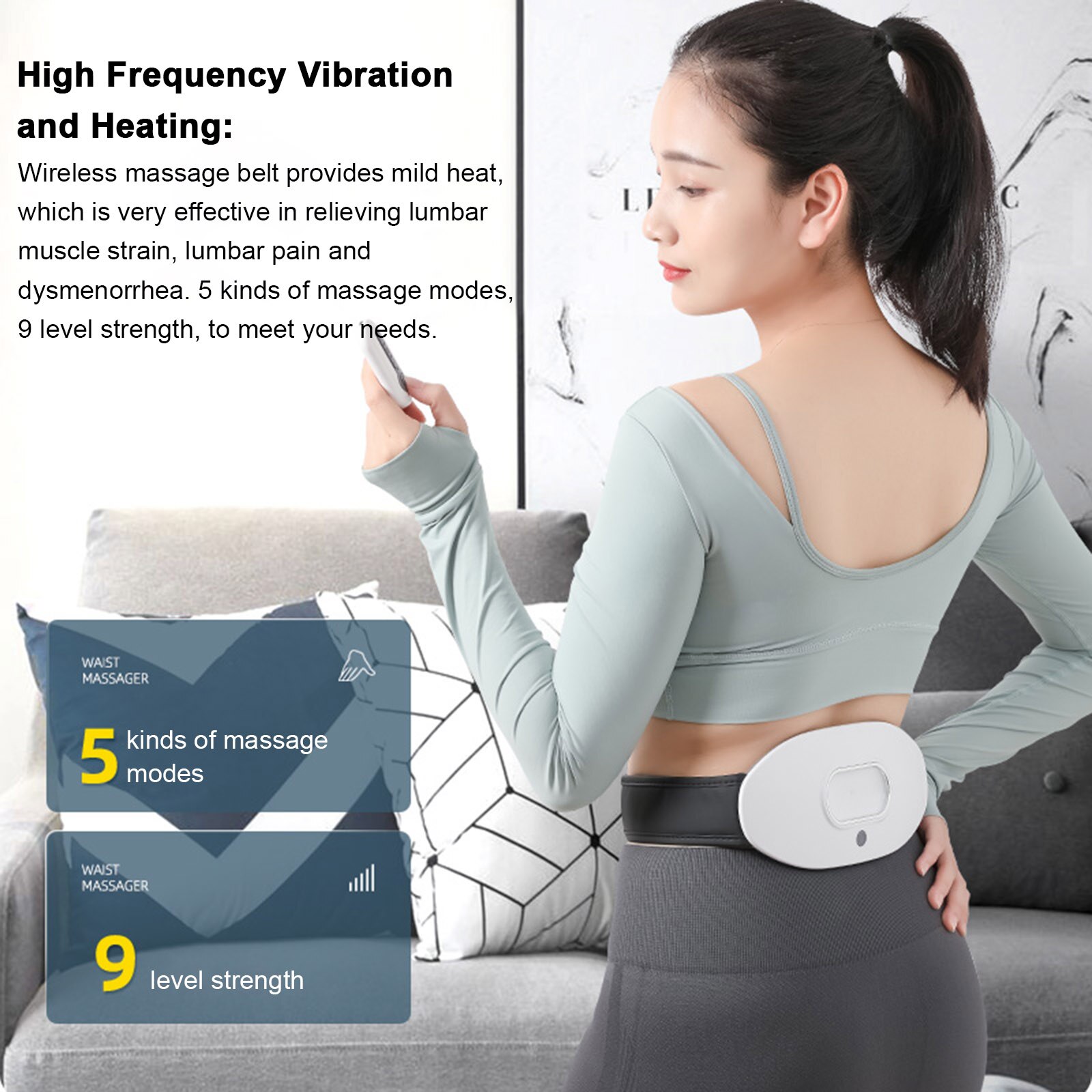 Graphic highlighting vibration, heat, and multi-mode therapy for targeted pain relief