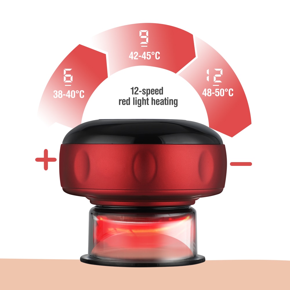 Temperature control wheel showing 12-speed heating from 38°C to 50°C