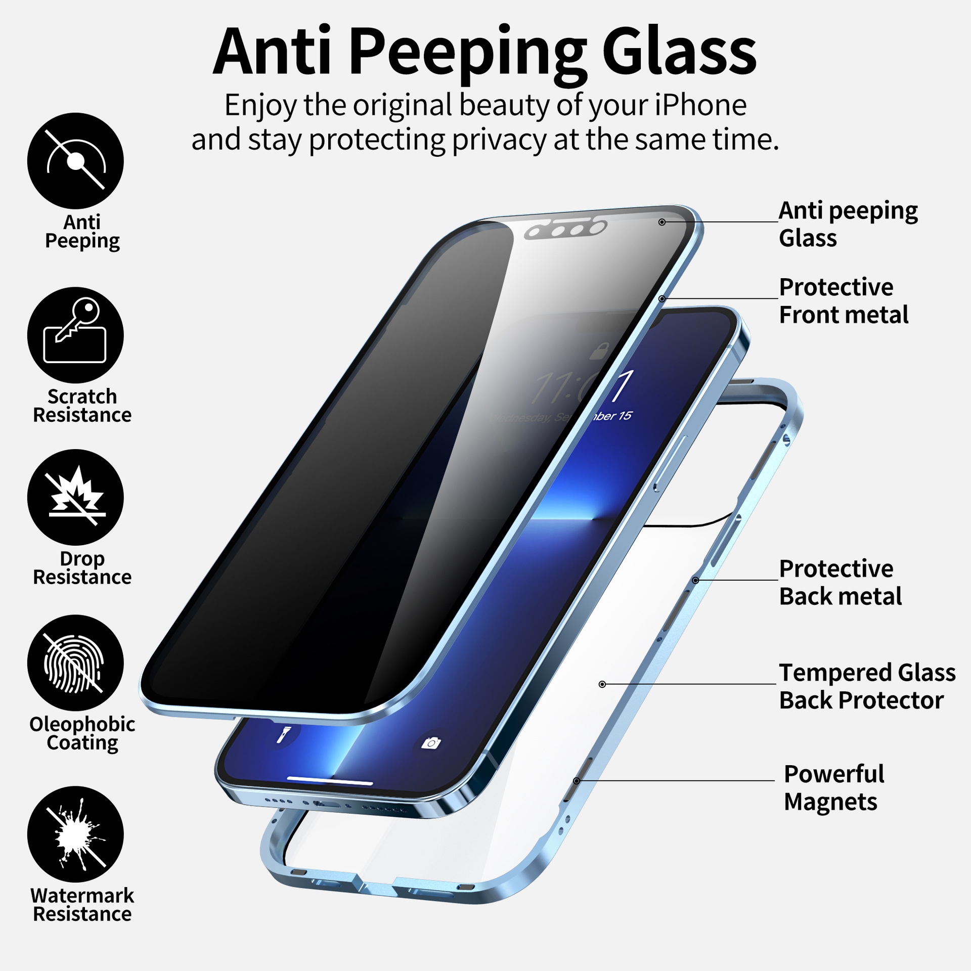 Anti-Peep Magneto iPhone 13Pro Handyhuelle - Doppelseitiger Metallrahmenschutz-4.jpg