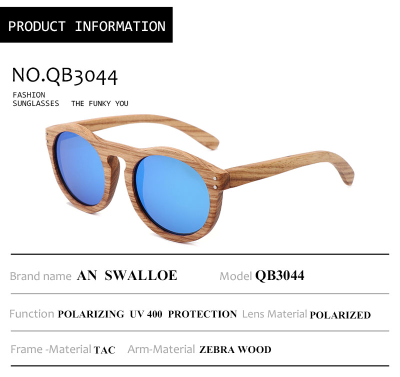 Hadar Zebrawood Round sunglasses side view